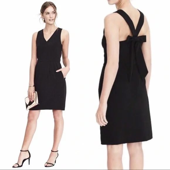 *NWT* Banana Republic Black Bow Back Dress - Picture 1 of 6
